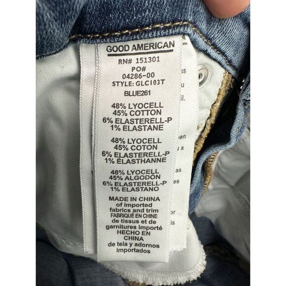 Good American Jeans Good Legs Crop Distressed Skinny Jeans Size 0/25 - Picture 11 of 13